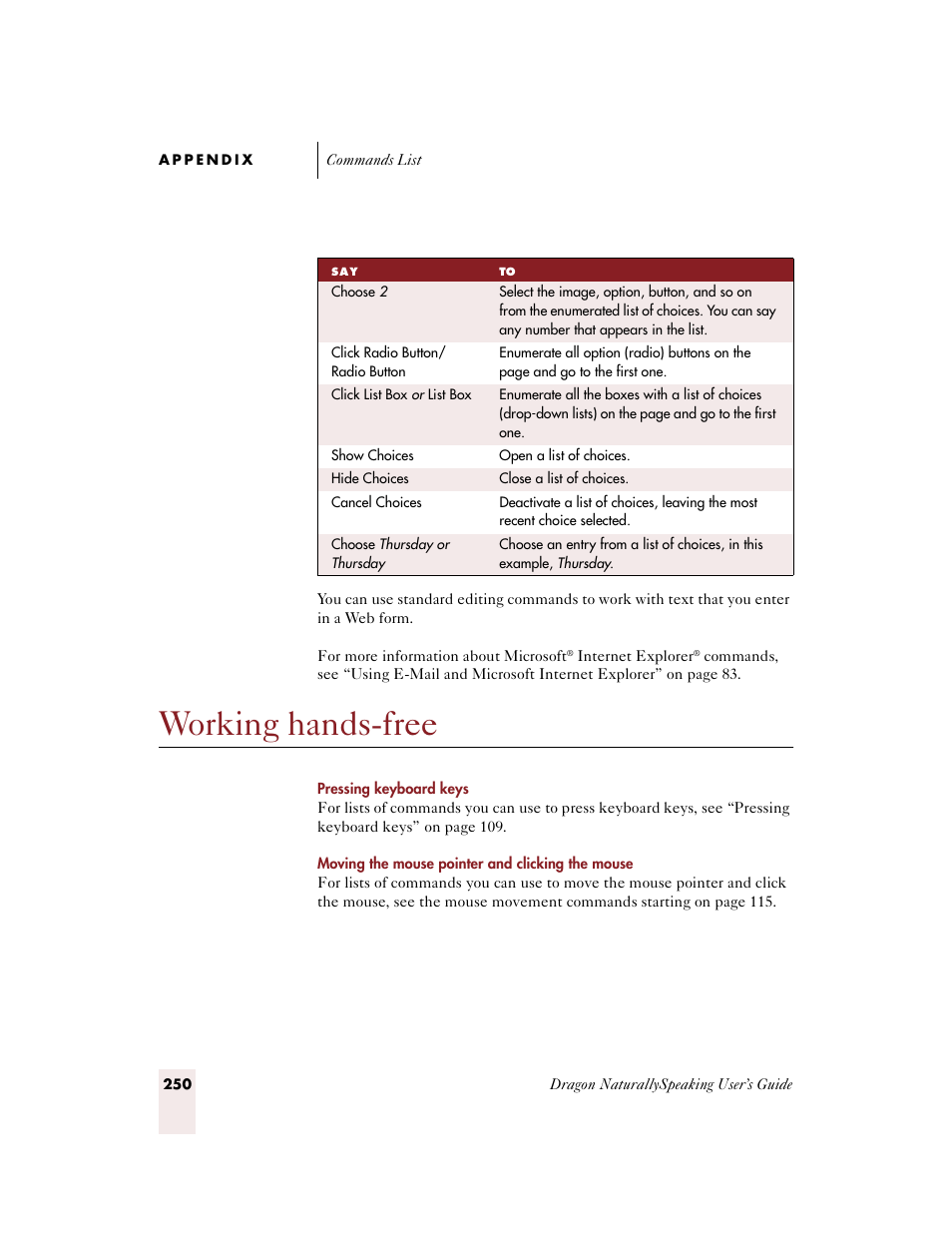 Working hands-free | Sony ICD-BP150VTP User Manual | Page 258 / 268