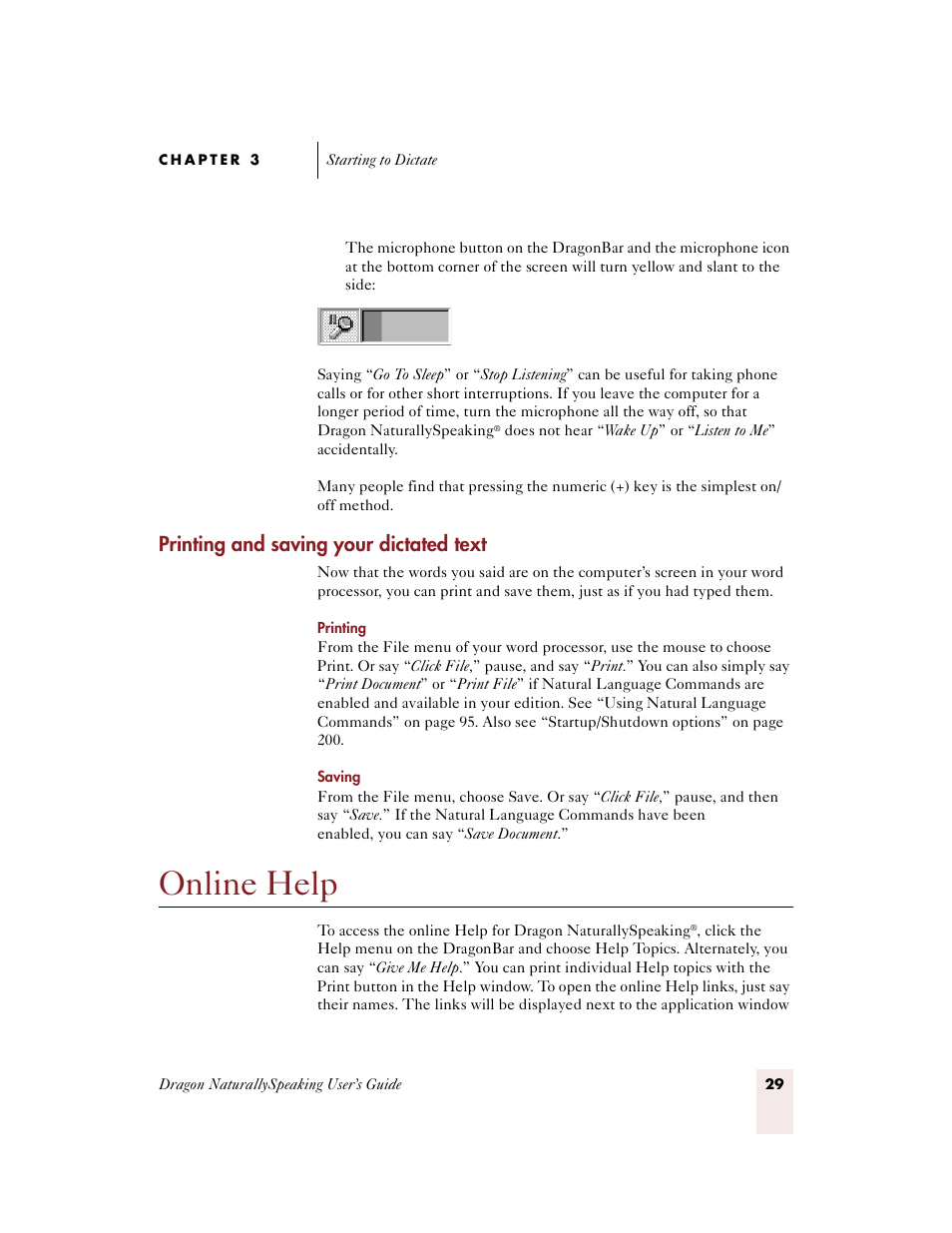 Printing and saving your dictated text, Online help | Sony ICD-BP150VTP User Manual | Page 37 / 268