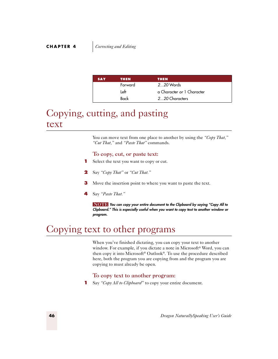 Copying, cutting, and pasting text, Copying text to other programs | Sony ICD-BP150VTP User Manual | Page 54 / 268