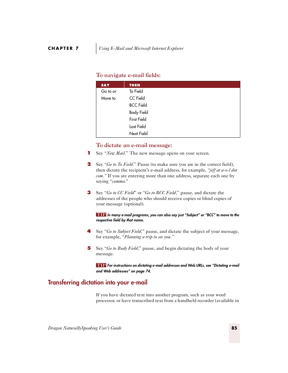 Transferring dictation into your e-mail | Sony ICD-BP150VTP User Manual | Page 93 / 268