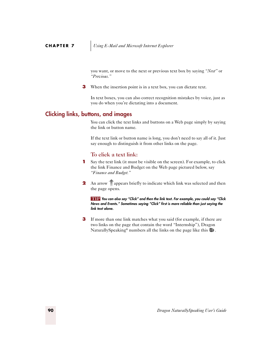 Clicking links, buttons, and images | Sony ICD-BP150VTP User Manual | Page 98 / 268