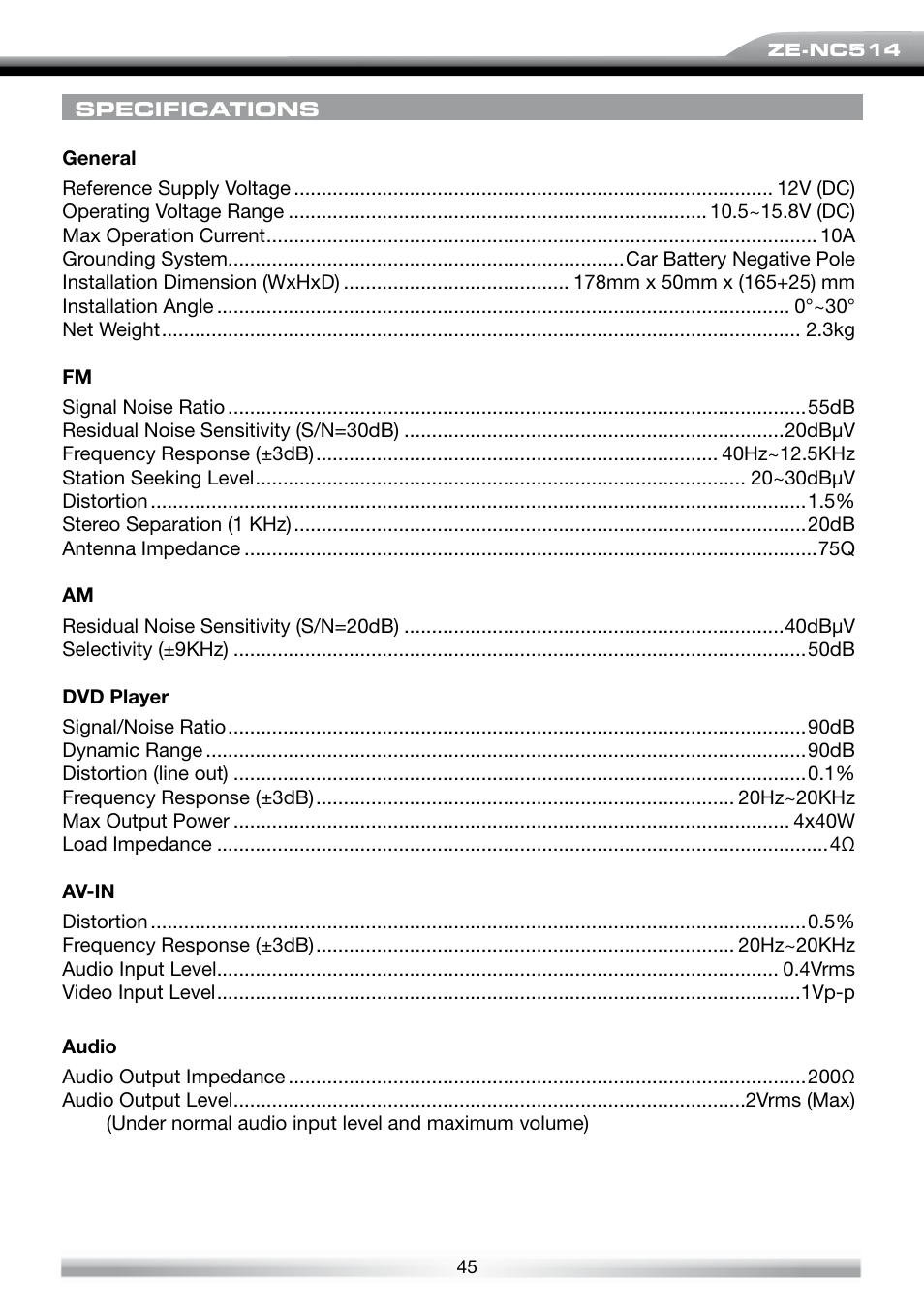 ACR Electronics ZE-NES14 User Manual | Page 45 / 50