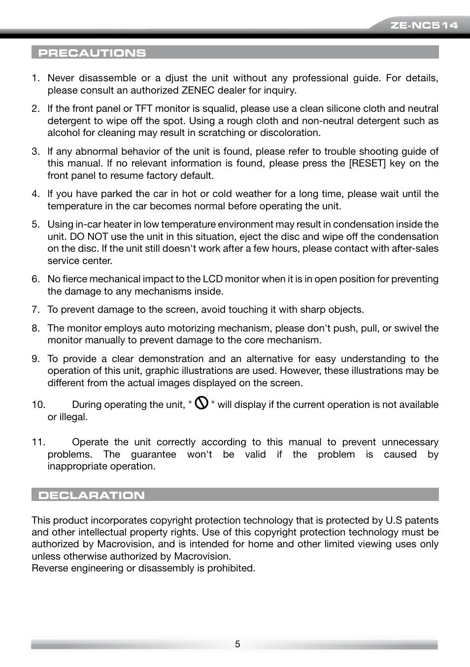 ACR Electronics ZE-NES14 User Manual | Page 5 / 50