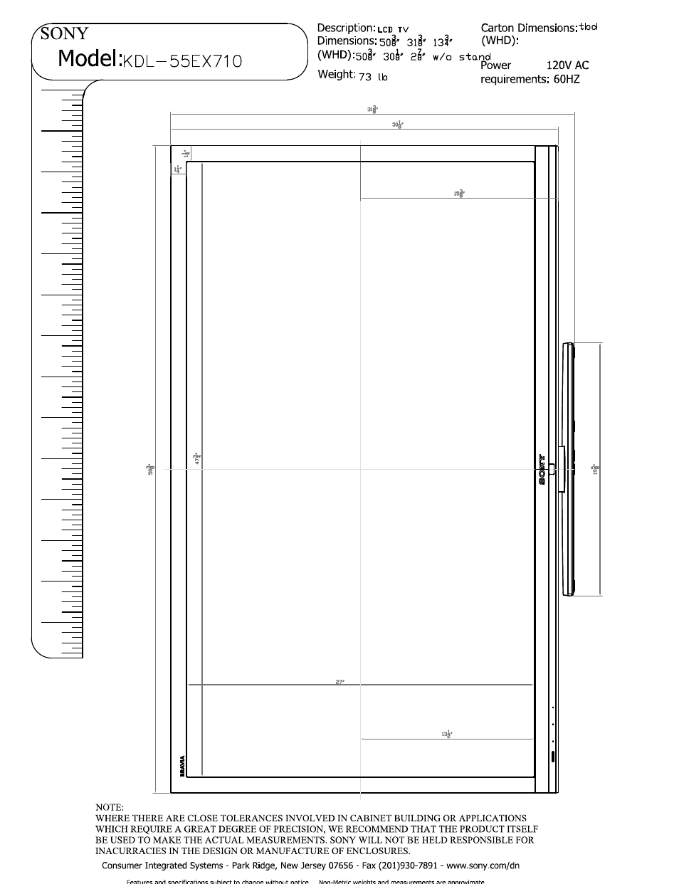 Sony KDL-55EX710 User Manual | 5 pages