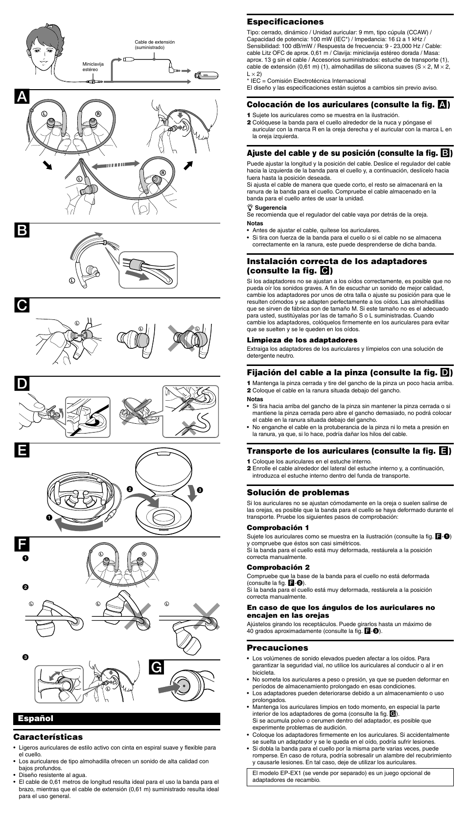 Ab d e | Sony MDR-AS50G User Manual | Page 2 / 2