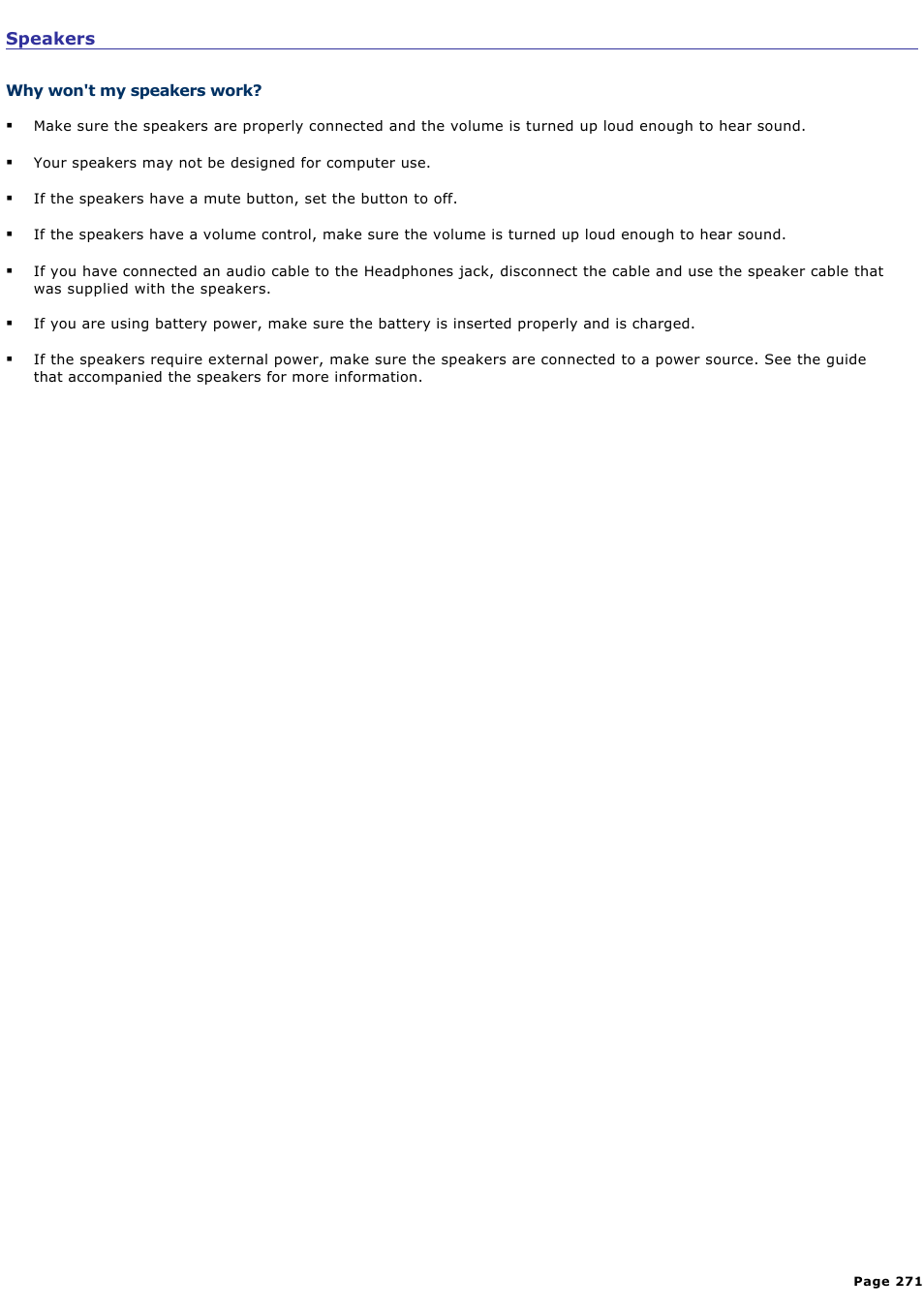 Speakers | Sony VGN-A160 User Manual | Page 271 / 315