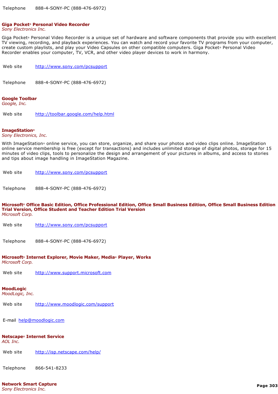 Sony VGN-A160 User Manual | Page 303 / 315