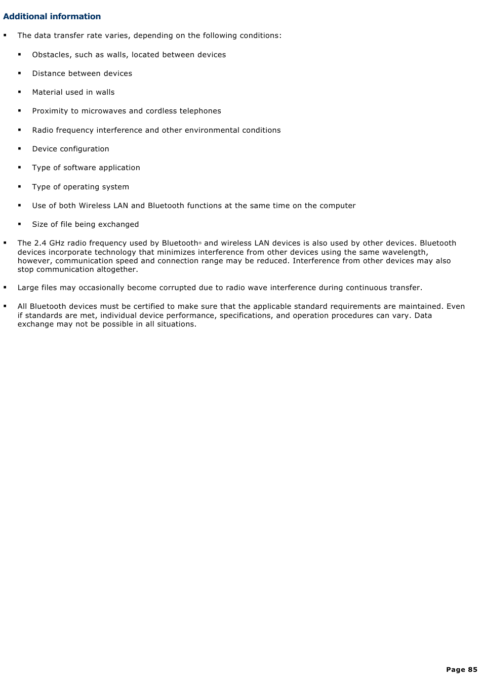 Additional information | Sony VGN-A160 User Manual | Page 85 / 315