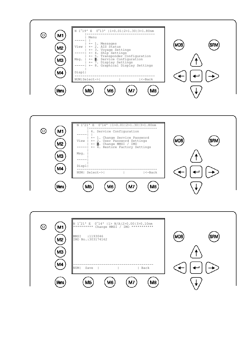 Service configuration menu example | ACR Electronics Nauticast 2607 User Manual | Page 38 / 83