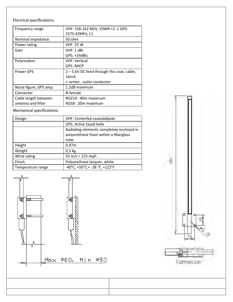 2624 antenna vhf gps combo | ACR Electronics Nauticast 2607 User Manual | Page 70 / 83