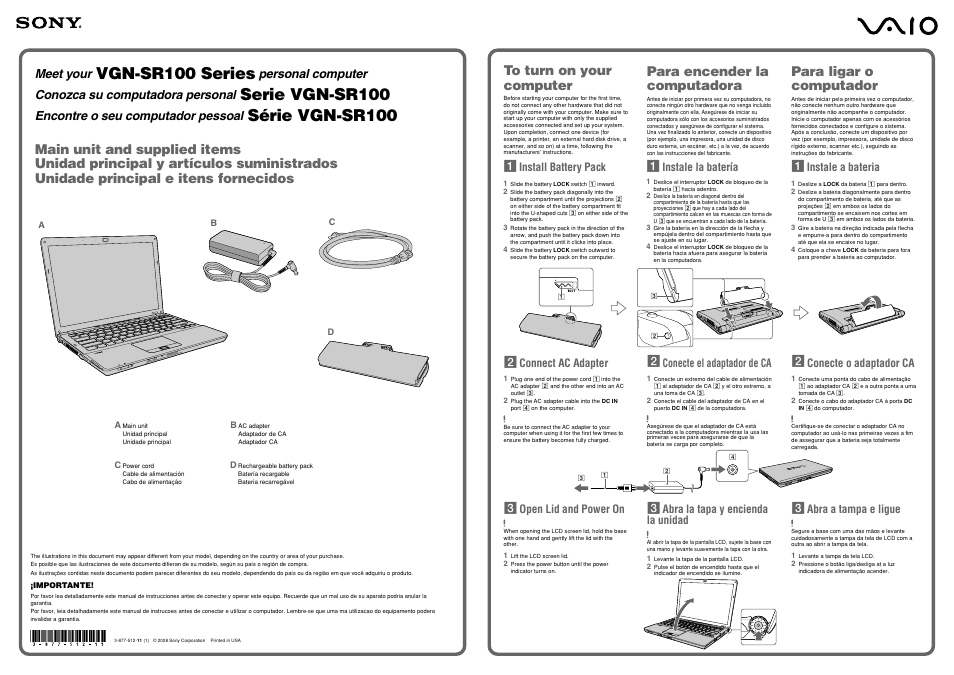 Sony VGN-SR140N User Manual | 2 pages