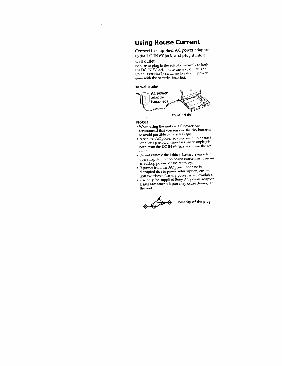 Using house current | Sony ICF-CD2000 User Manual | Page 7 / 14