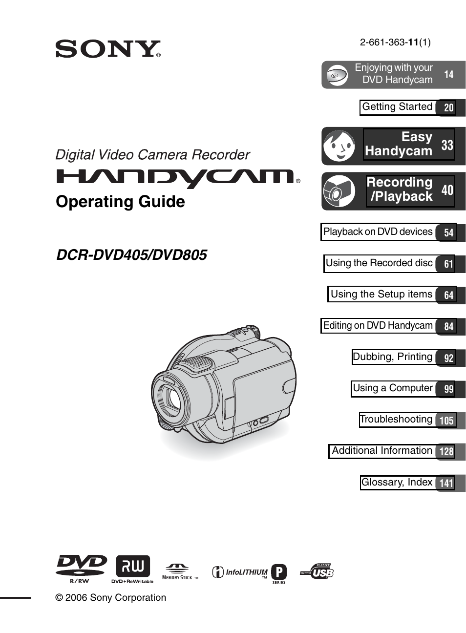 Sony DCR-DVD405 User Manual | 148 pages