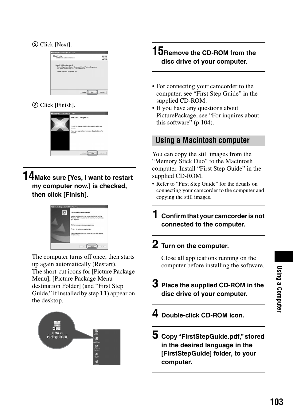 Sony DCR-DVD405 User Manual | Page 103 / 148