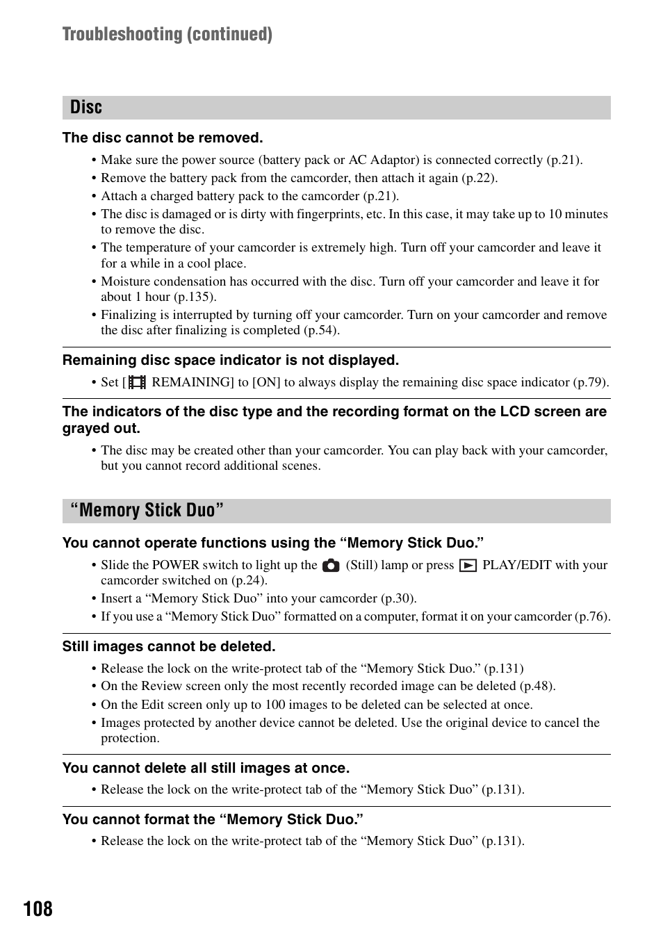 Sony DCR-DVD405 User Manual | Page 108 / 148