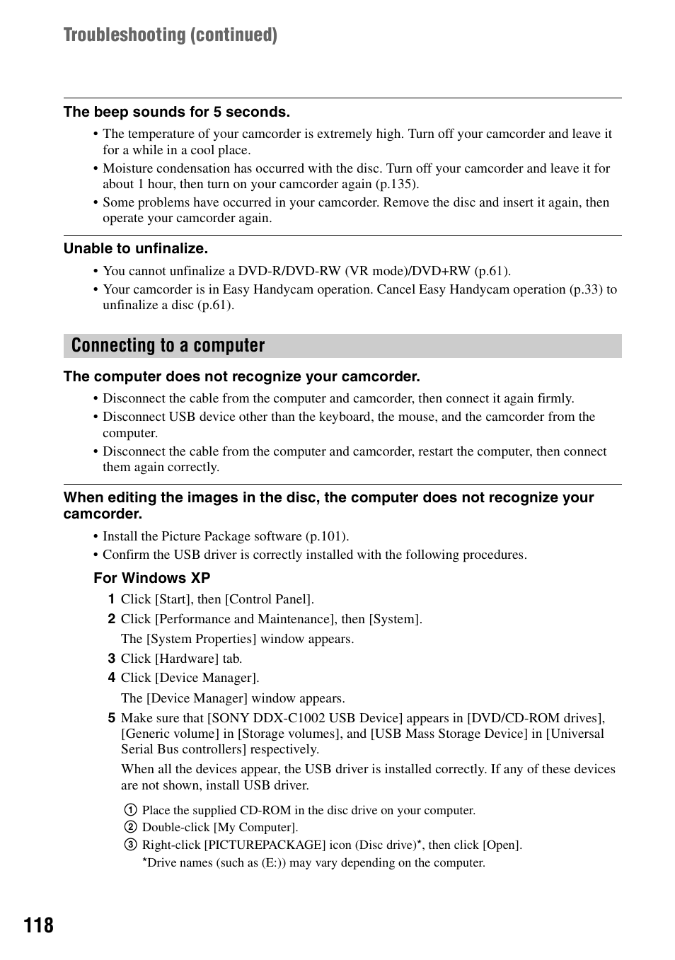 Sony DCR-DVD405 User Manual | Page 118 / 148