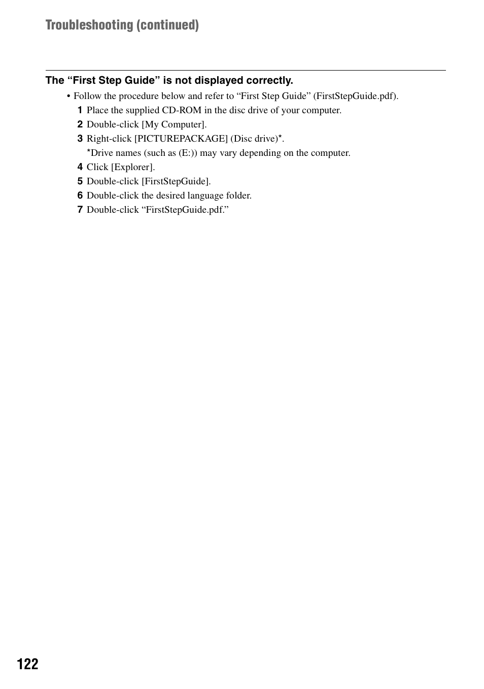 Troubleshooting (continued) | Sony DCR-DVD405 User Manual | Page 122 / 148