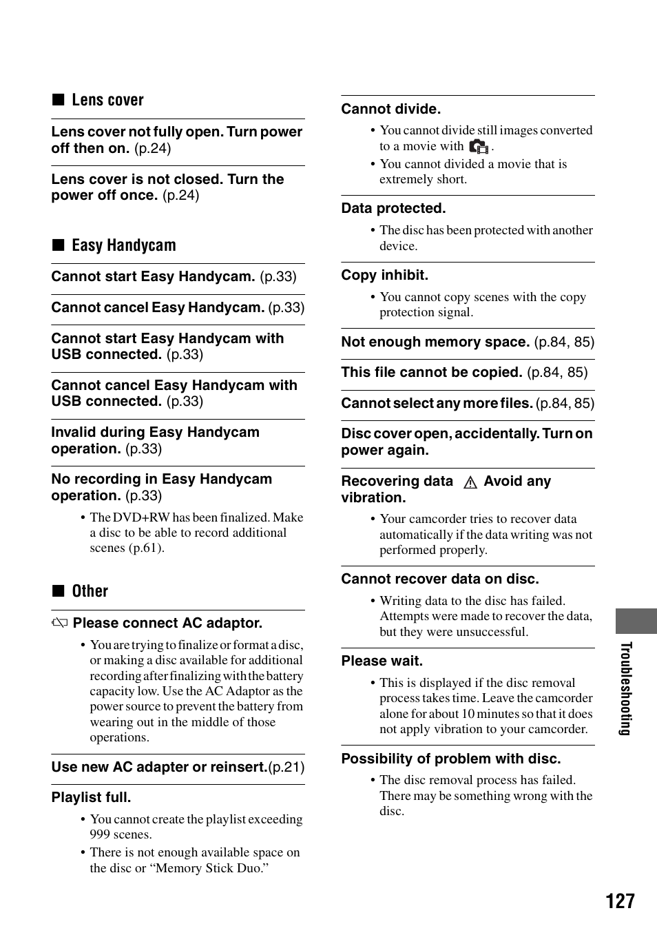 Sony DCR-DVD405 User Manual | Page 127 / 148