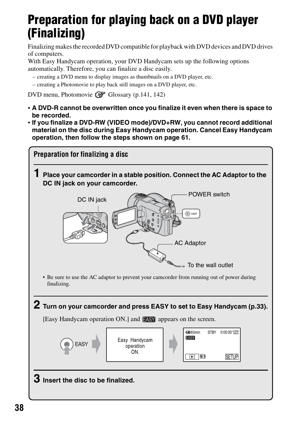 38 and, P.38 | Sony DCR-DVD405 User Manual | Page 38 / 148