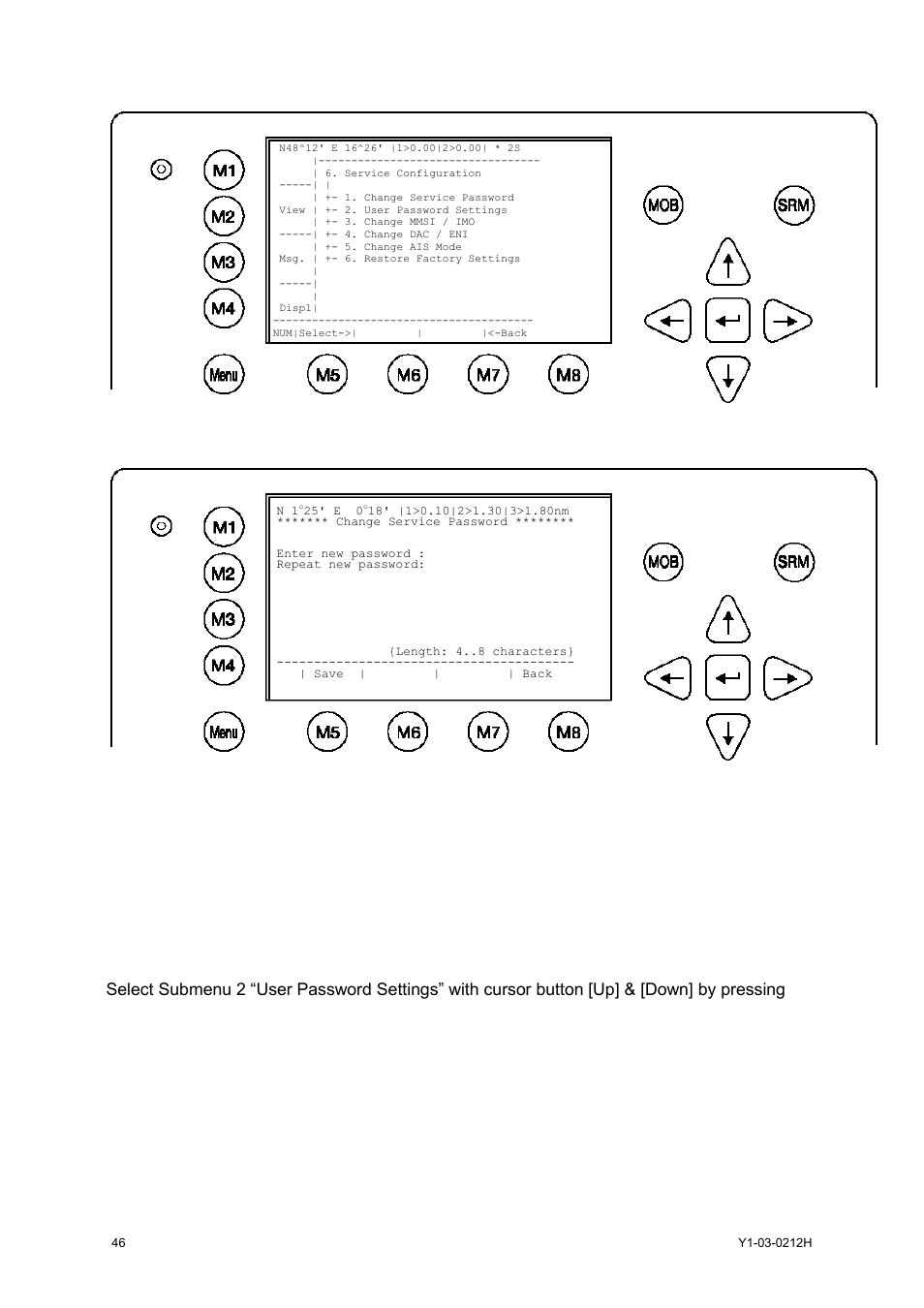 Service menu example | ACR Electronics 2662 User Manual | Page 50 / 100