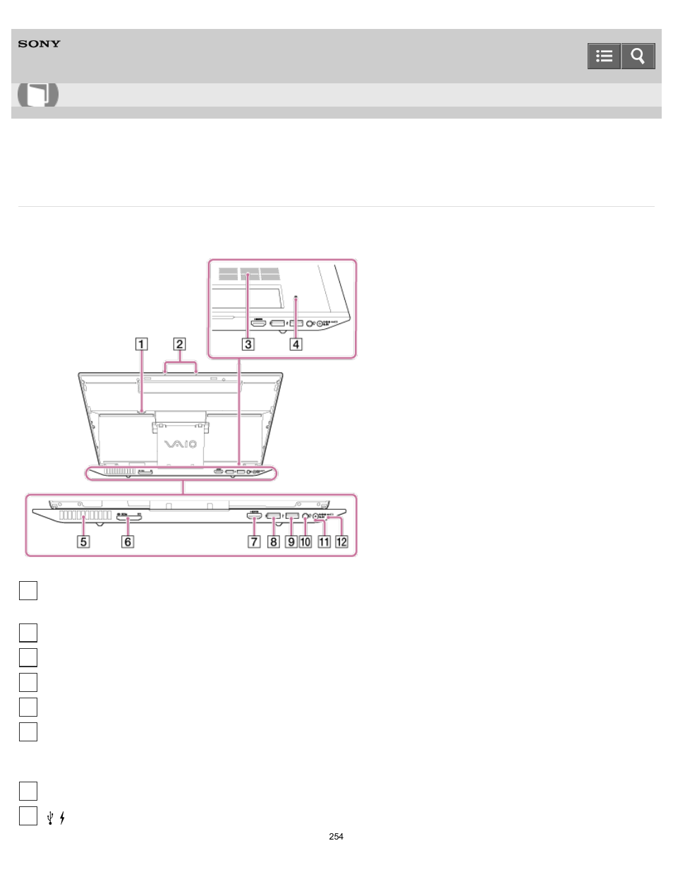 Parts and controls on the back, User guide | Sony SVD13236PXW User Manual | Page 254 / 497