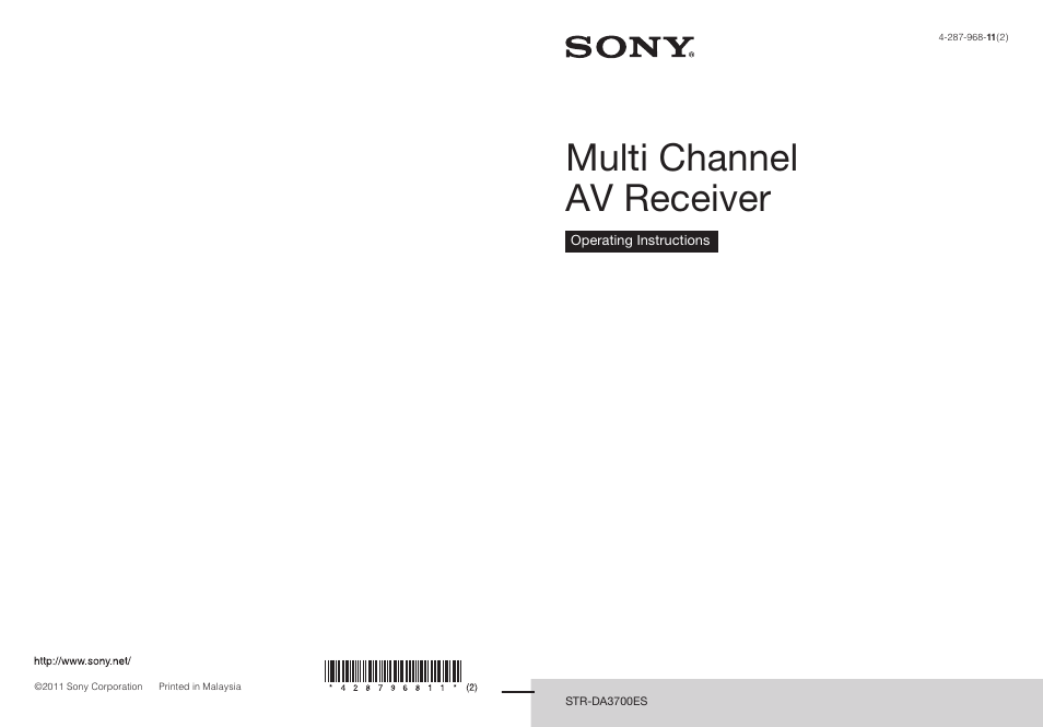 Sony STR-DA3700ES User Manual | 146 pages