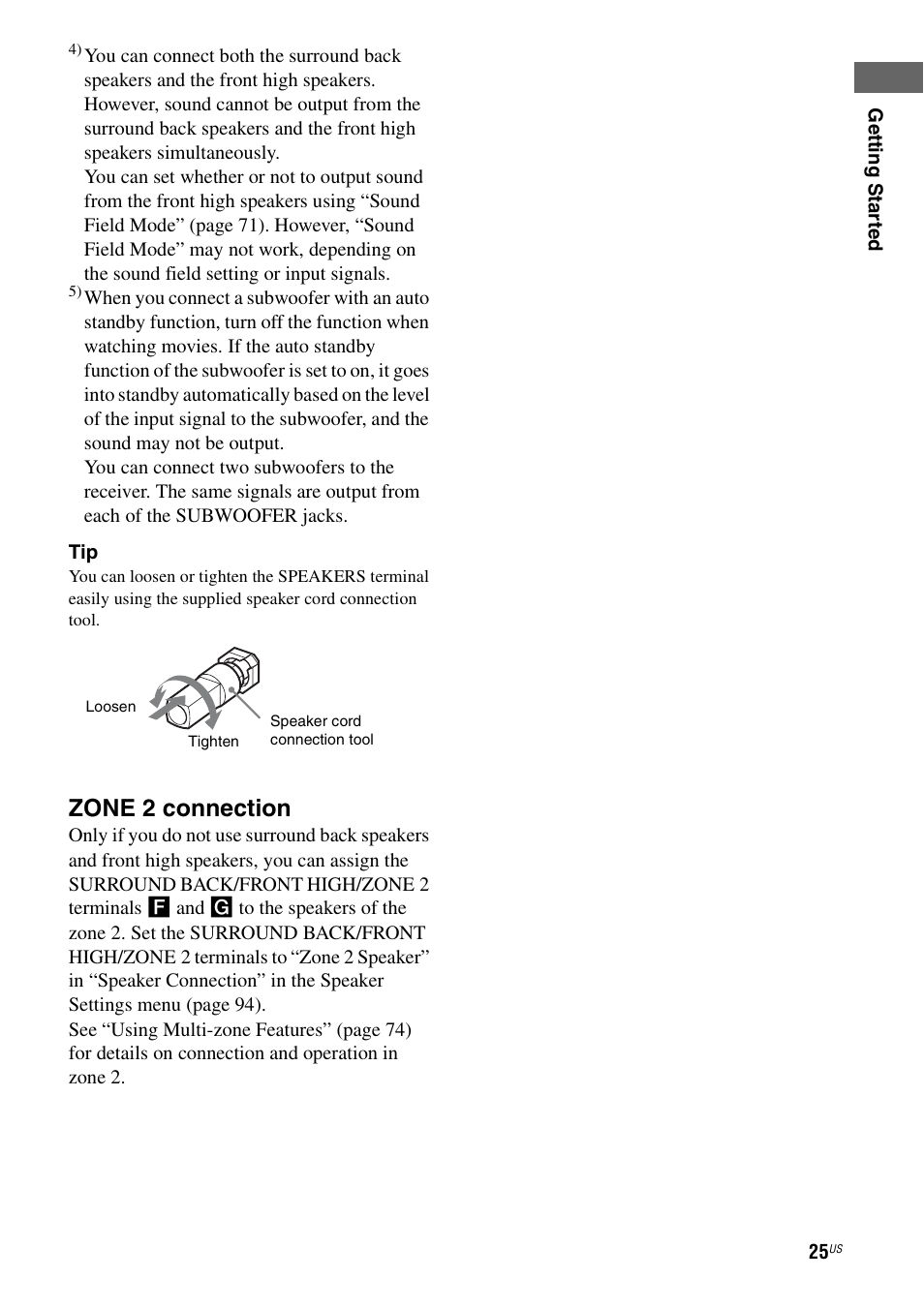 Zone 2 connection | Sony STR-DA3700ES User Manual | Page 25 / 146