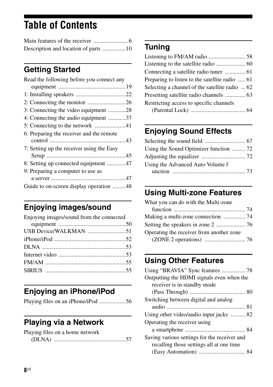 Sony STR-DA3700ES User Manual | Page 8 / 146