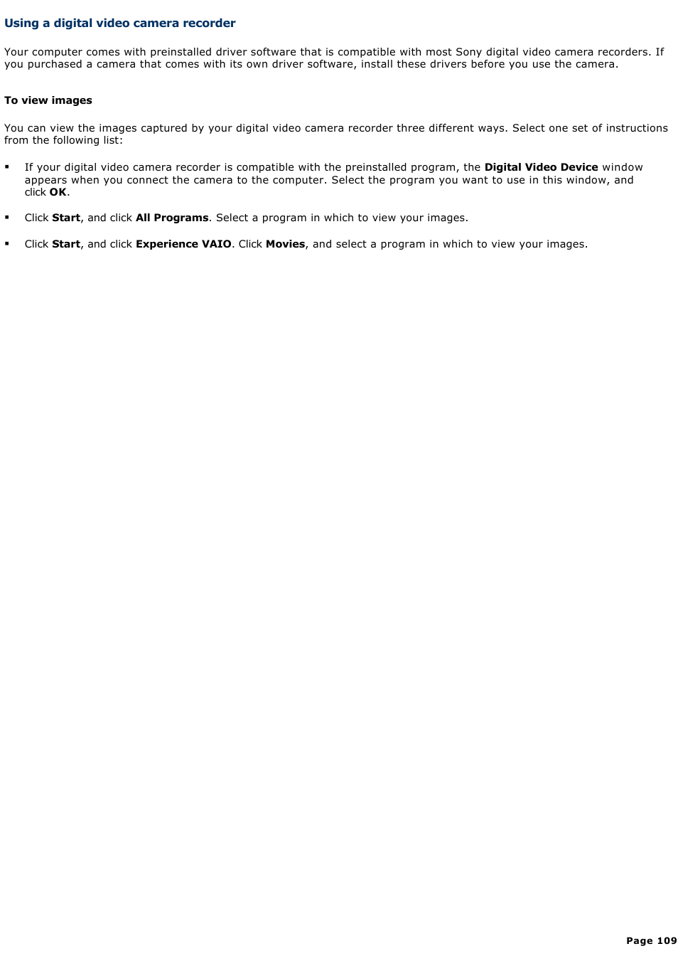 Using a digital video camera recorder | Sony PCG-R505DC User Manual | Page 109 / 174