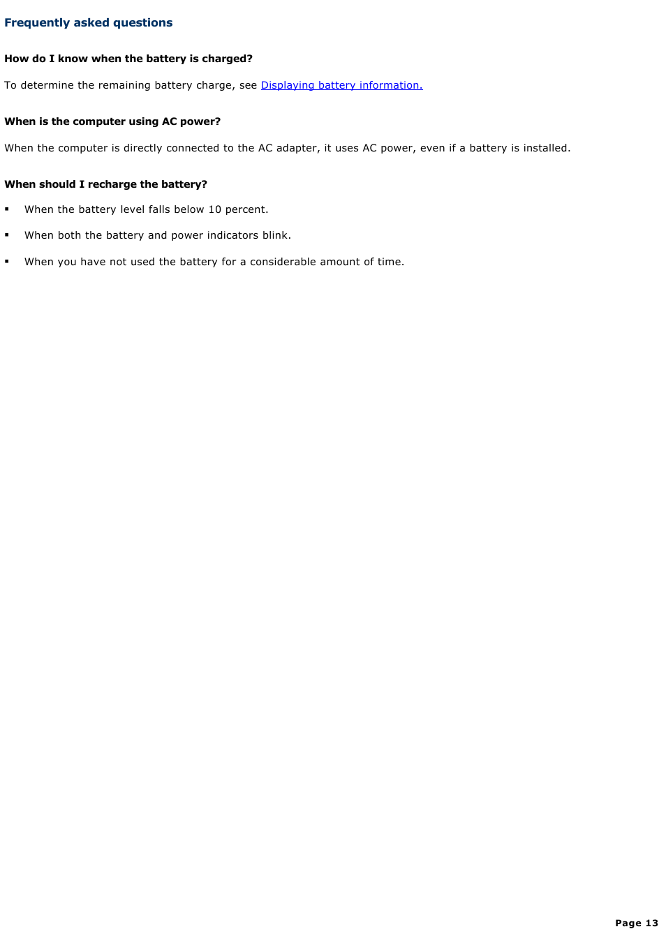 Frequently asked questions | Sony PCG-R505DC User Manual | Page 13 / 174
