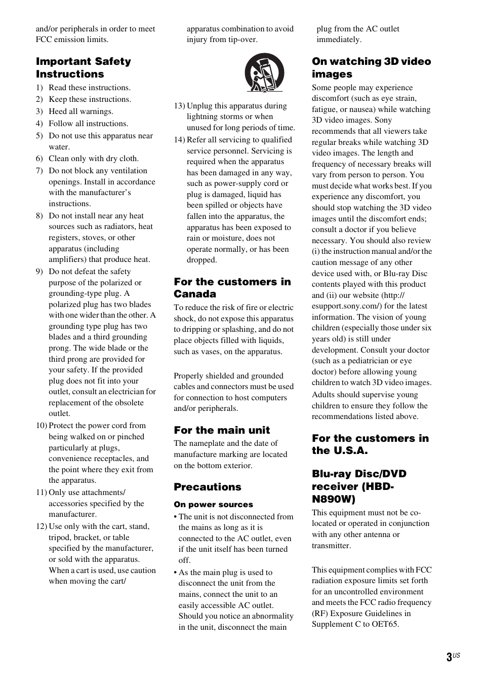 Sony BDV-N890W User Manual | Page 3 / 68