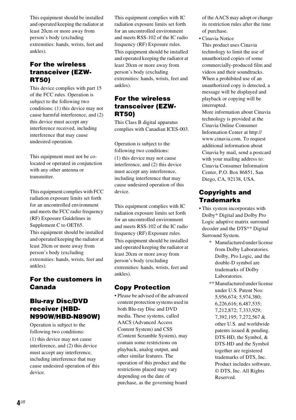 Sony BDV-N890W User Manual | Page 4 / 68