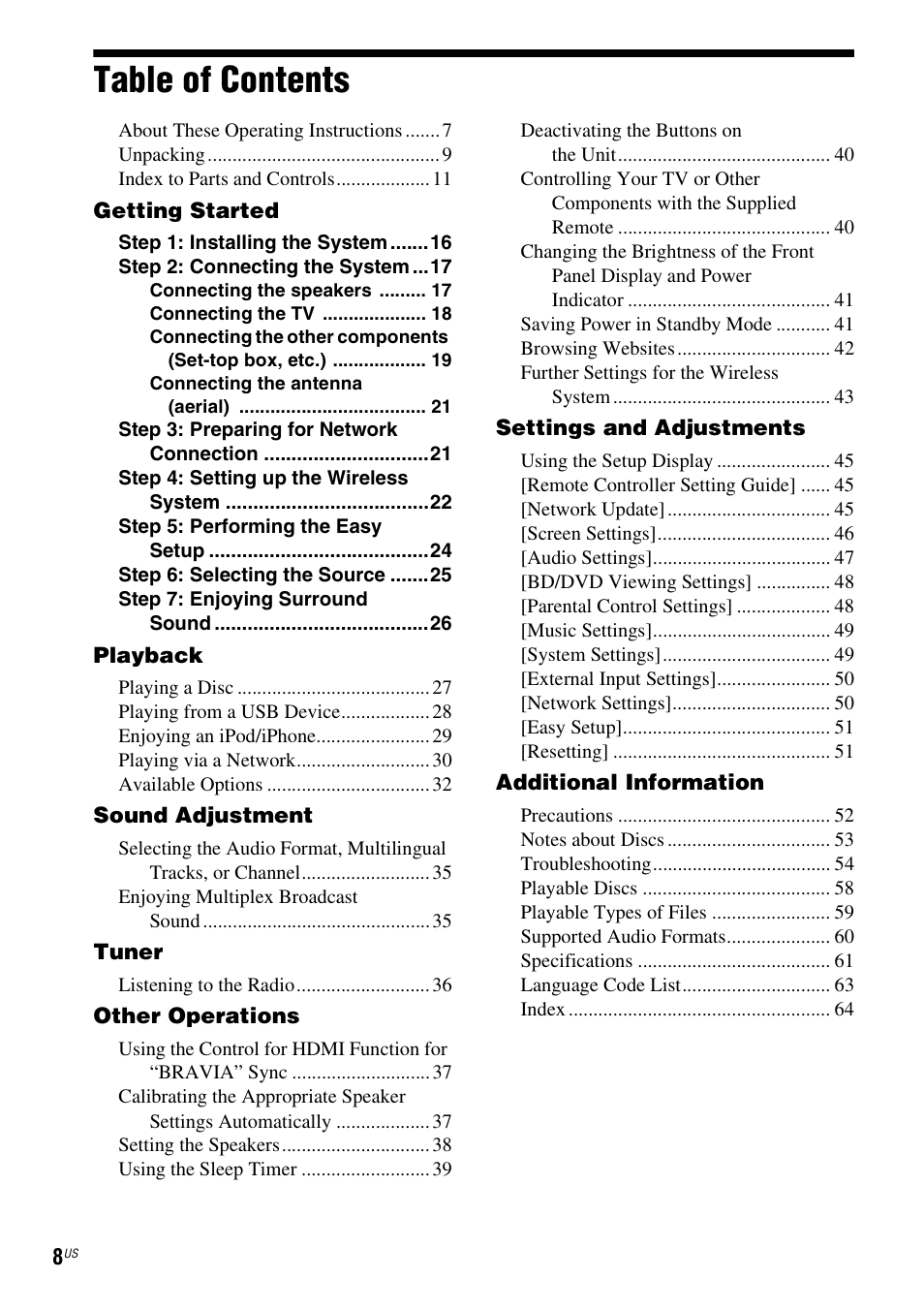 Sony BDV-N890W User Manual | Page 8 / 68