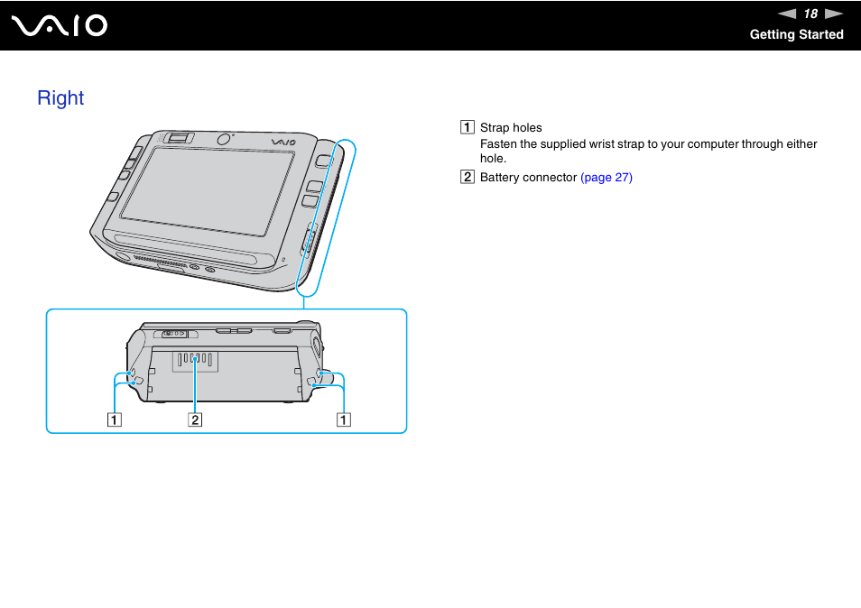 Right | Sony VGN-UX490N User Manual | Page 18 / 196