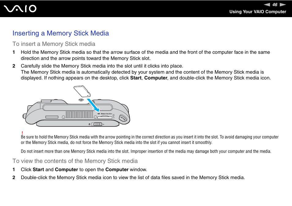 Sony VGN-UX490N User Manual | Page 46 / 196