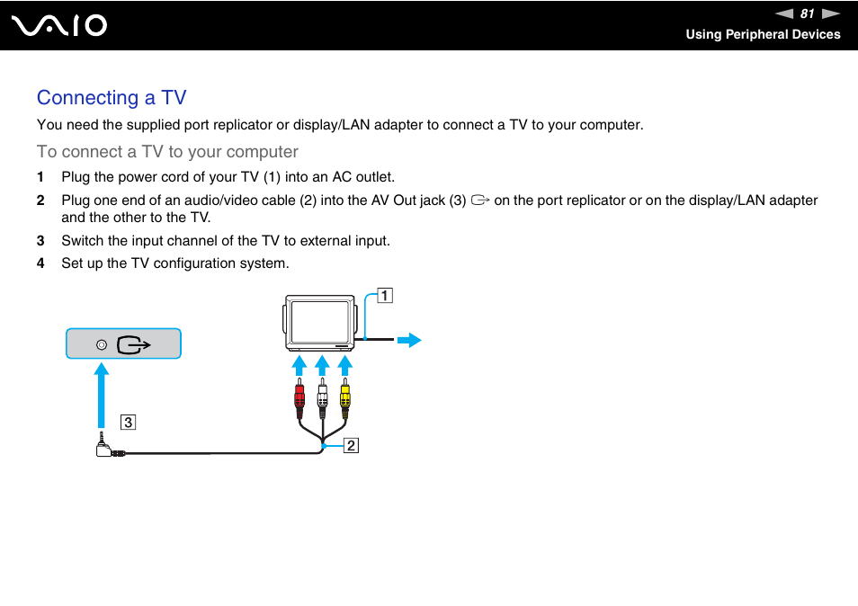 Connecting a tv | Sony VGN-UX490N User Manual | Page 81 / 196