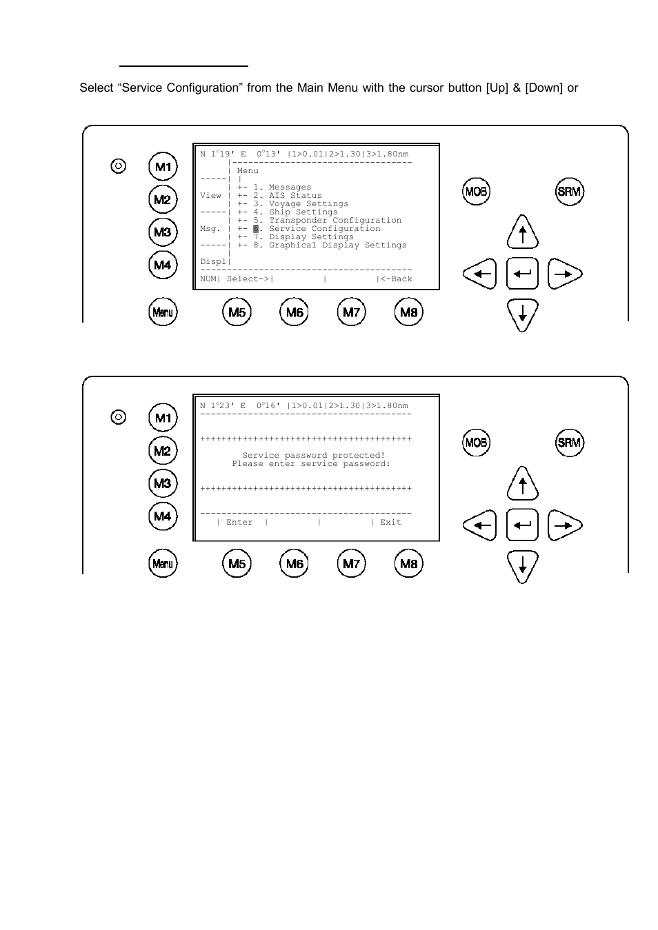 Input service password and press [enter | ACR Electronics Nauticast Y1-03-0211 User Manual | Page 66 / 111