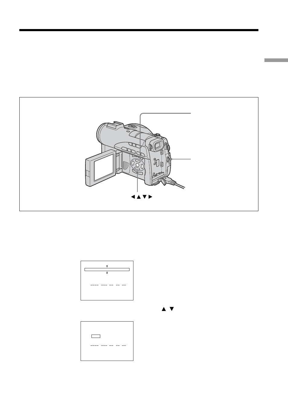 Step 4 setting the date and time, Open the lcd screen while pressing open, Power switch b /v/v/b/enter buttons setup button | Sony DCR-DVD100 User Manual | Page 21 / 148