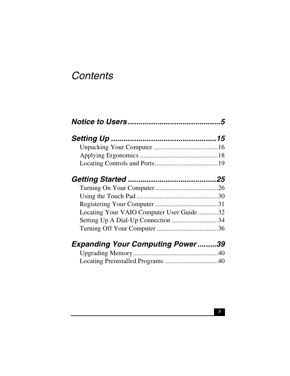 Sony PCG-GRX700P User Manual | Page 3 / 68
