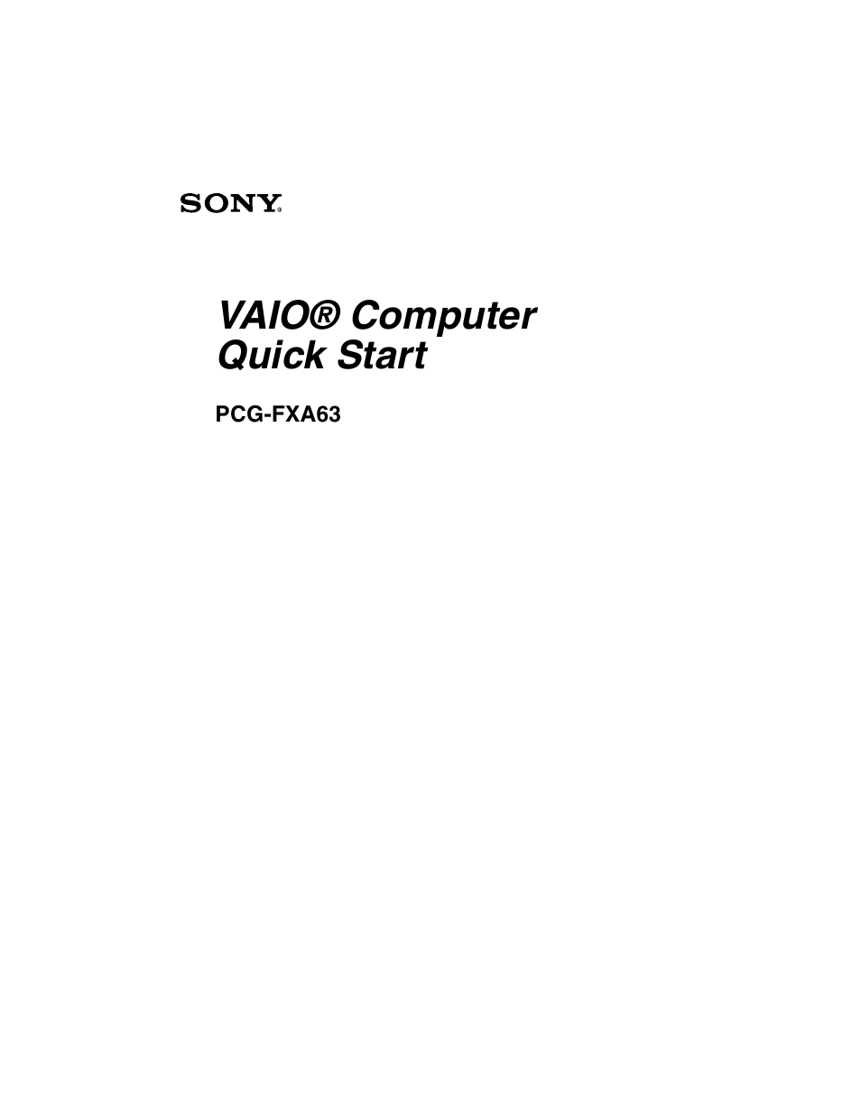 Sony PCG-FXA63 User Manual | 60 pages