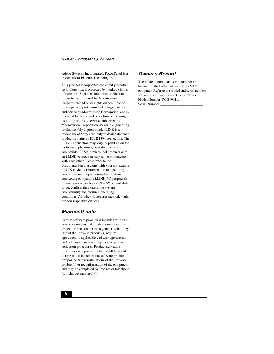 Sony PCG-FXA63 User Manual | Page 6 / 60