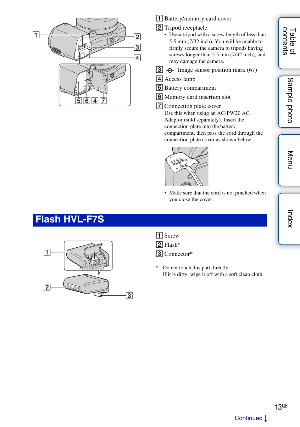 Flash hvl-f7s | Sony NEX-5NK User Manual | Page 13 / 200