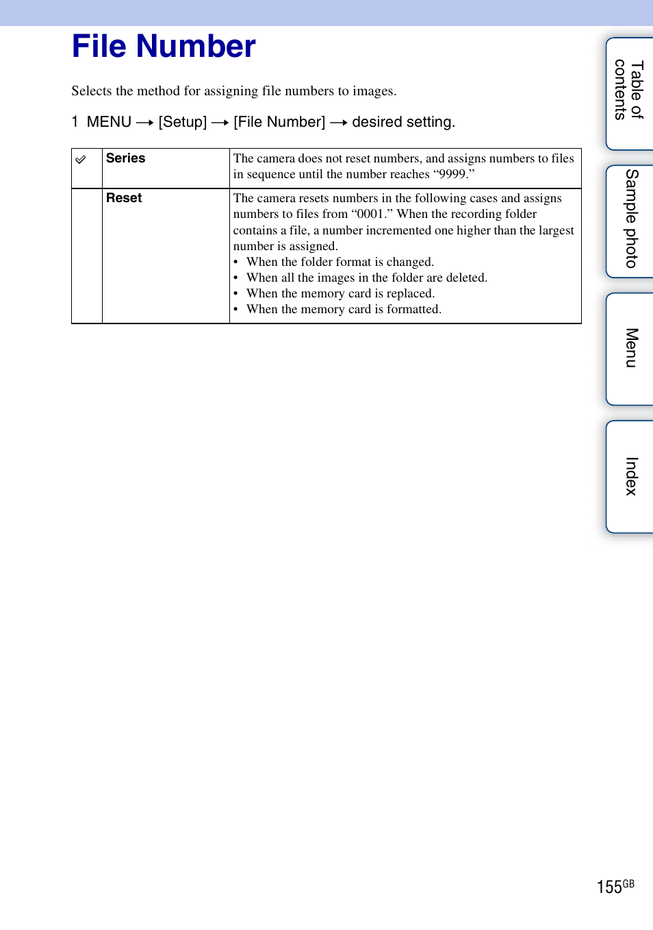 File number | Sony NEX-5NK User Manual | Page 155 / 200