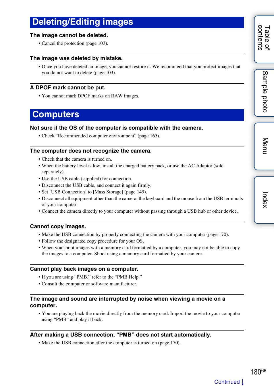 Deleting/editing images computers | Sony NEX-5NK User Manual | Page 180 / 200