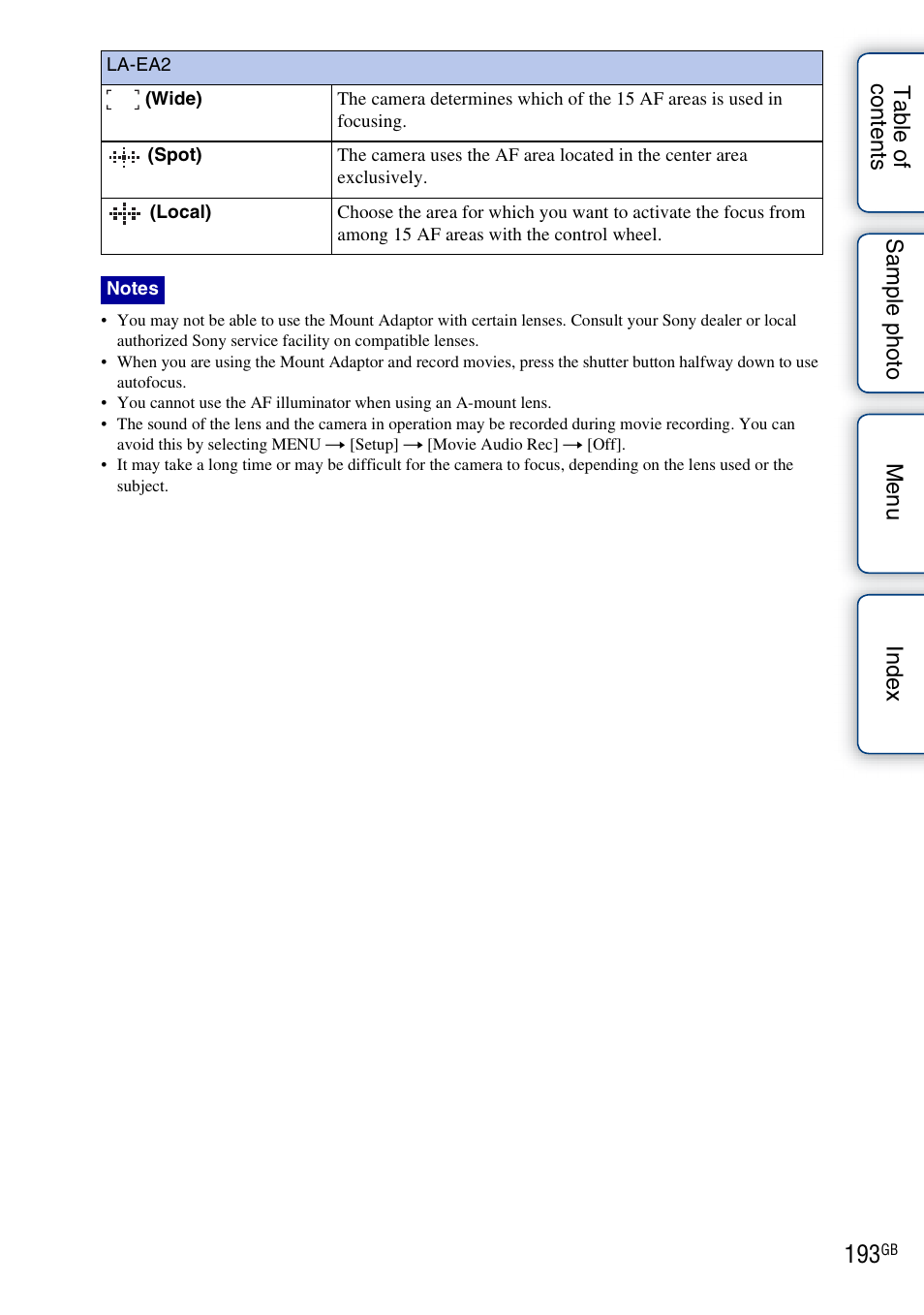 Sony NEX-5NK User Manual | Page 193 / 200