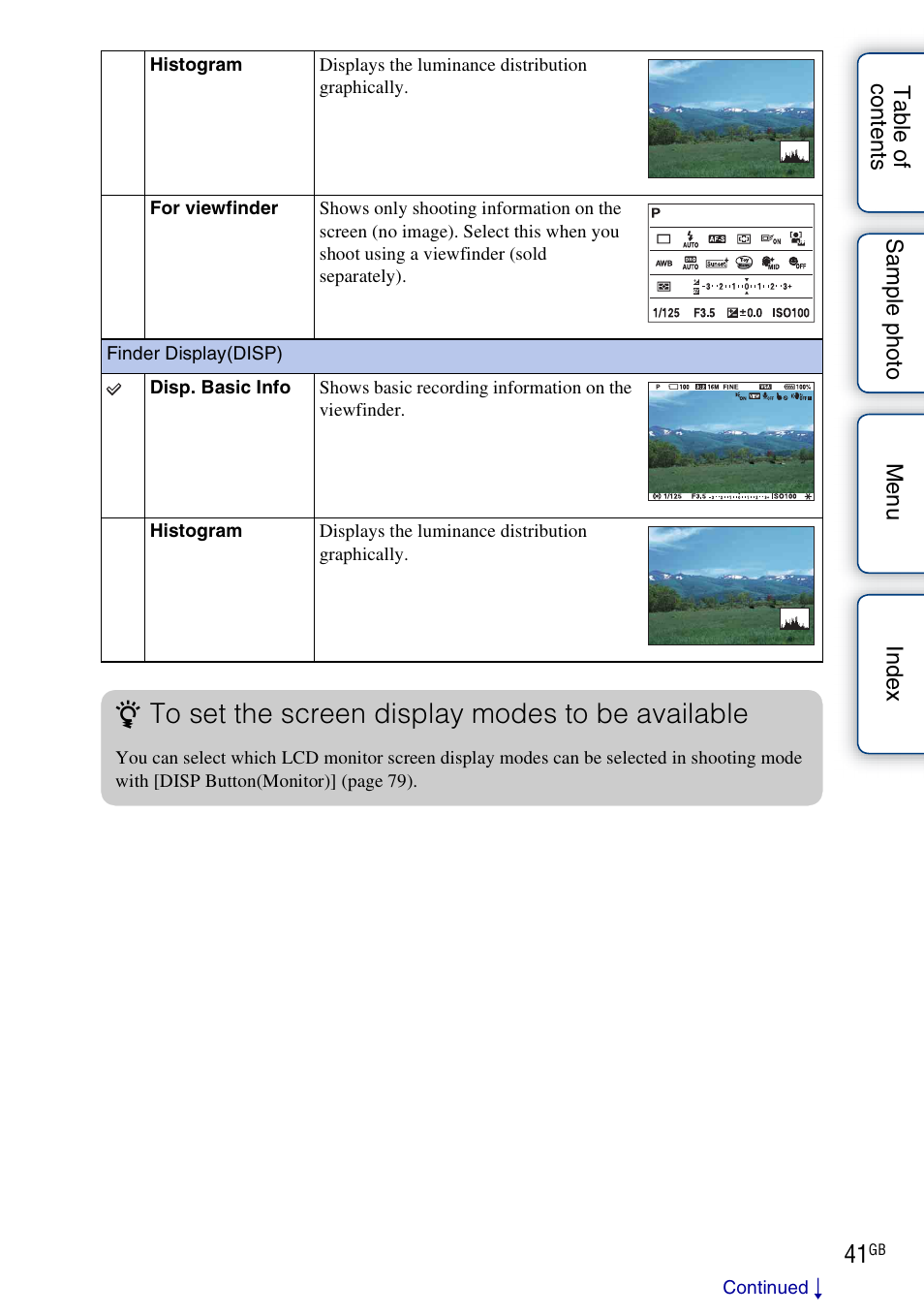 Finder display(disp) | Sony NEX-5NK User Manual | Page 41 / 200