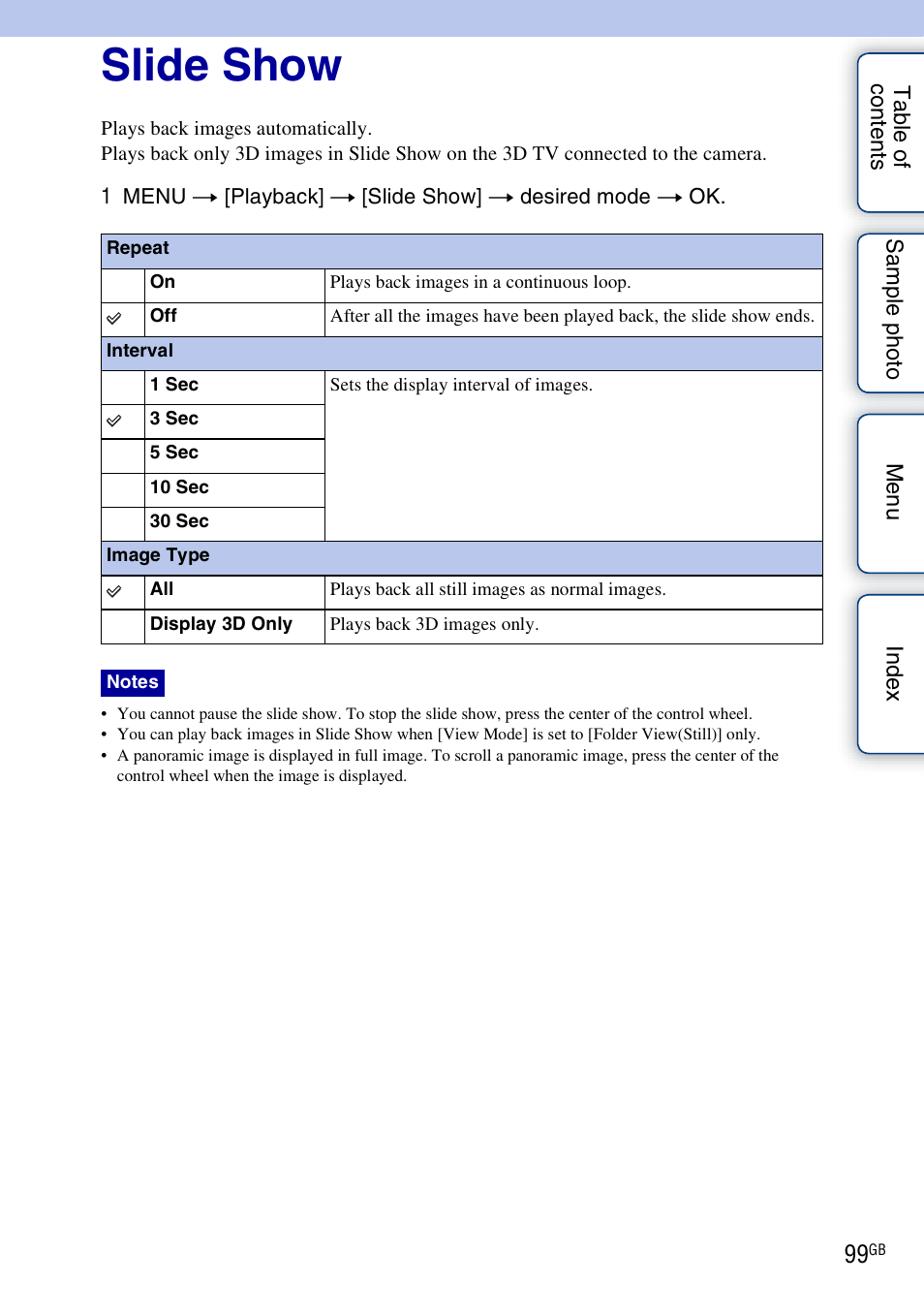 Slide show | Sony NEX-5NK User Manual | Page 99 / 200