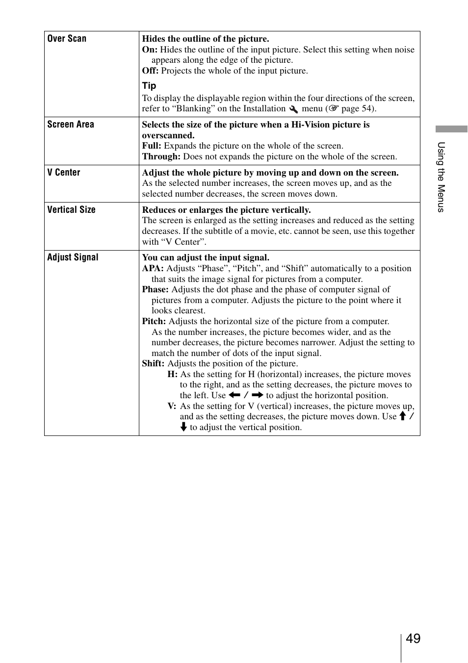 Title | Sony VPL-HW20A User Manual | Page 49 / 83