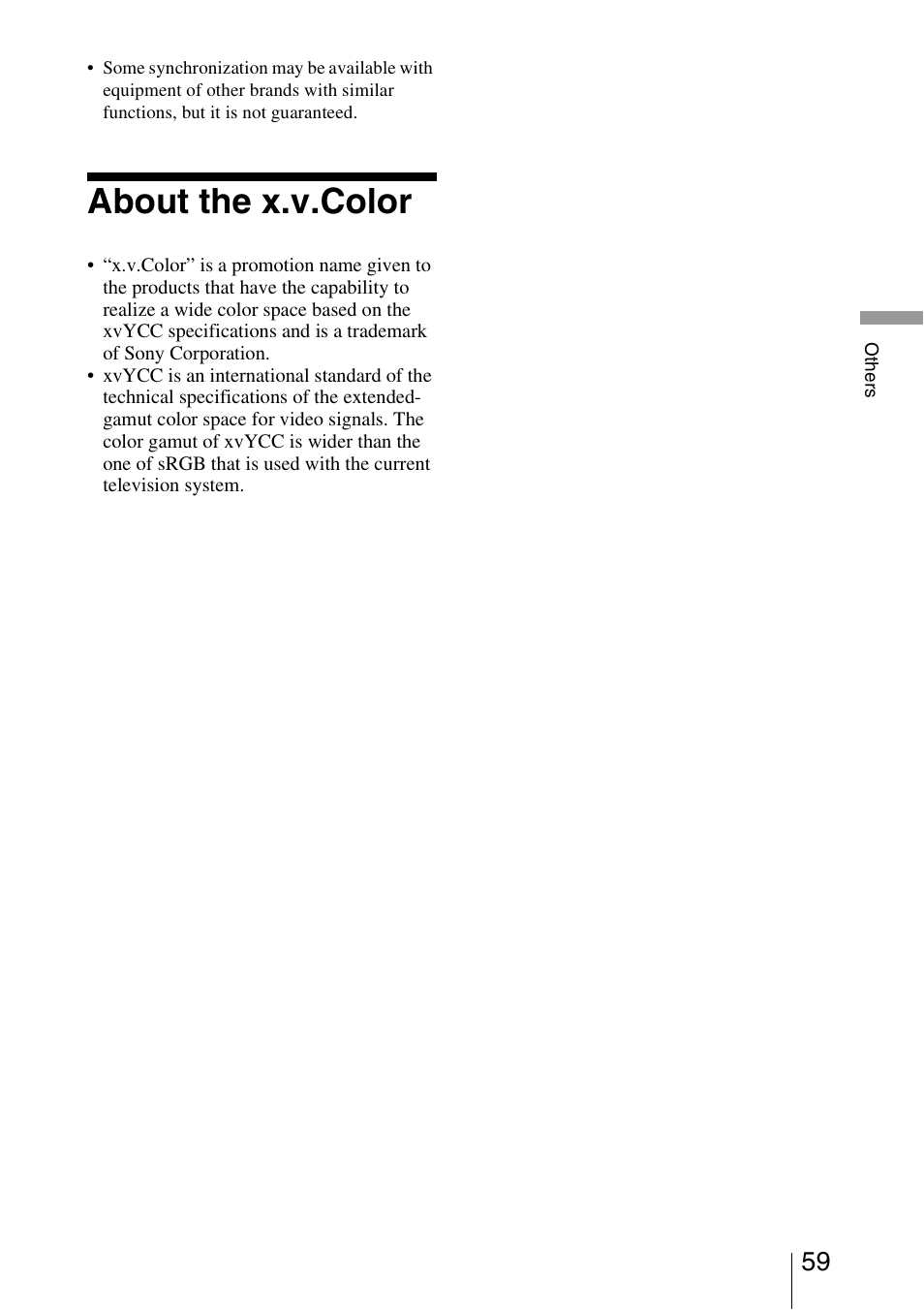 About the x.v.color | Sony VPL-HW20A User Manual | Page 59 / 83