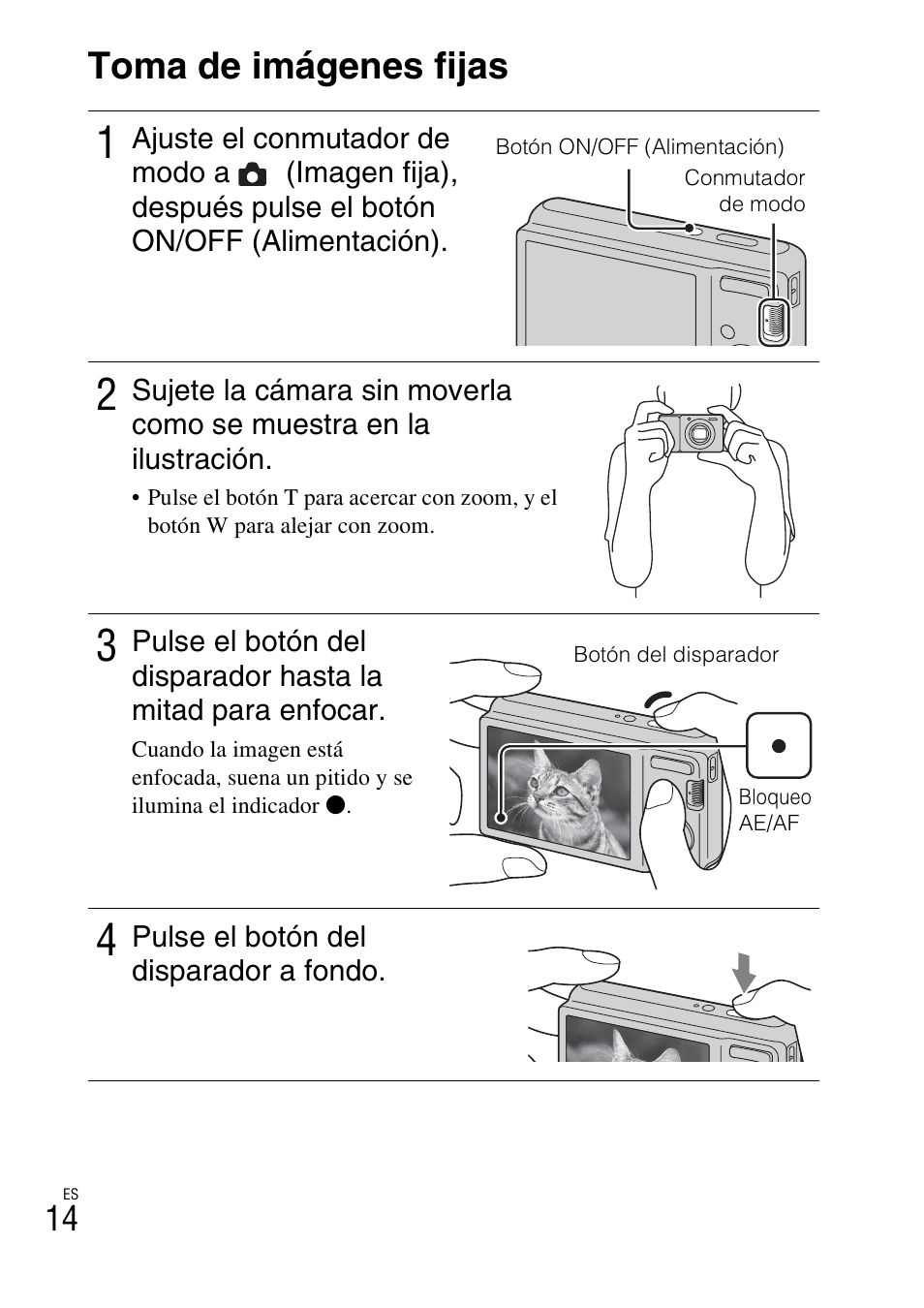 Toma de imágenes fijas | Sony DSC-S2100 User Manual | Page 40 / 52